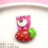 Oso Fresa de Dibujos Animados Accesorios de Resina Pegamento de Crema DIY Funda de Teléfono Accesorios para el Cabello Agujero para Pasador Llavero de Zapatos Pegatina para Taza de Agua