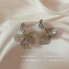 Pendientes de circonita de pétalo grande cepillados súper de hada, temperamento de lujo ligero, diseño de nicho, alto sentido, personalidad de moda, pendientes pendientes