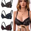 Amazon Encaje Sujetador Sexy Talla Grande Bordado de Flores Malla Simple y Elegante Color en Contraste Ropa Interior Sexy para Mujer