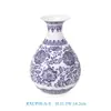 Jarrón de Loto Azul y Blanco de Porcelana de Jingdezhen con Ramas Entrelazadas, Cerámica Roja Bajo Esmalte Jarrón de Pared Delgada, Adorno Artesanal para Decoración de Estudio en Casa