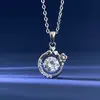 Collar de Moissanita Cadena Dinámica Circular para Clavícula Plata de Ley 925 Estilo Ins Collar Geométrico para Mujer Regalo Versátil para Novia