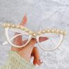 Gafas de sol de ojo de gato de moda con pedrería, cadena personalizada hecha a mano transfronteriza, decoración de flor de cadena, gafas de sol para fiesta