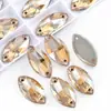 Accesorios de Diamante Irregulares Cosidos a Mano con Borde Biselado de Vidrio Marquise Hebilla Plana Galvanizada Fondo Plano Artículos Creativos para Decoración de Zapatos, Sombreros y Ropa DIY