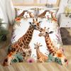 Funda de edredón de jirafa linda Ropa de cama de vida silvestre africana Traje de animal divertido Juego de tres piezas