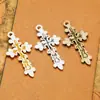 Acessórios para Pulseira Colar de Joias DIY 47*25mm Flor Trepadeira Liga Cruz Acessórios para Joias Pingente de Colar Ornamento para Pendurar