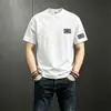 Camiseta Masculina de Verão Nova, Manga Curta, Peso Pesado, Gola Redonda, Solta, Moderna, Versátil, Top Casual de Meia Manga, Camiseta Masculina de Manga Curta
