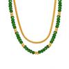 Collar de doble capa apilado de estilo étnico retro de moda con personalidad de celebridad de Internet del mismo estilo, piedra de vidrio, exquisita elegancia