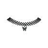 Collar de Encaje Hueco Simple Estilo Coreano con Colgante de Gota de Aceite y Lazo Cadena para Clavícula Distintiva de Nicho para Mujer Joyería