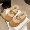 Sandálias Birkenstock de Veludo com Plataforma Aumentadoras de Altura Femininas 2026 Novo Estilo Outono/Inverno Sapatilhas Mary Jane Sapatos Quentes de Algodão Sapatos Peludos