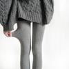 Leggings Vintage Cinza com Bolinhas Femininas Outono e Inverno Veludo Bolinhas Puras Meia-calça Slim Branco Leite Calças Quentes