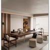 Mesa de té y silla de estilo tranquilo de madera maciza con plato grande, combinación zen moderna y sencilla, mesa de té de acrílico para sala de estar, oficina en casa