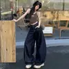 Toma Real de Jeans Anchos Vintage Azul Oscuro Estilo Americano para Mujer, Corte Holgado, Nuevo Modelo 2026, Pierna Recta Fluida, Pantalones Curvos en Muslo