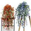 Enredadera Violeta de Eucalipto Transfronteriza Colgante de Pared Flores Artificiales Flores Falsas Plantas Artificiales Decoración de Paisajismo para Jardín Exterior Adornos
