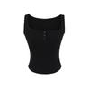 Estilo Lujuria Pura Top sin Mangas con Botones y Cuello Cuadrado Grande Expuesto para Mujer Dulce Hottie Camisola Corta de Cintura Alta Venta al por Mayor