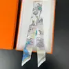 Bufanda de corbata estampada delgada de nuevo estilo para mujer, bufanda larga estrecha de seda estilo coreano para combinar con camisas, accesorio envolvente de moda