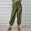 2026 Sitio Independiente Europeo y Americano Amazon Ebay Pantalones de Algodón y Lino Sueltos de Cintura Alta para Verano y Otoño, Pantalones Cortos Cómodos y Casuales