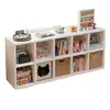 Estilo Nórdico Color Crema Madera Maciza Rejilla Blanco De Pie Estantería Combinación de Almacenamiento con Compartimentos Múltiples Estante para Libros Gabinete Cuadrado con Rejilla