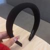 Diadema alta de ala ancha para mujer, sencilla y combinable con todo, color marrón, pequeña banda para el cabello, con esponja prensada, color negro