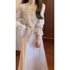 Nueva Colección Primavera/Verano 2026: Elegante y Lujoso Conjunto de Top de Encaje y Falda Midi con Ribete de Encaje de Satén