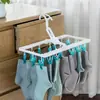 Varal Dobrável Aisen Japonês com Múltiplos Pregadores para Secar Meias, uma Ferramenta Funcional Doméstica para Secar Roupas Íntimas de Bebê e Crianças