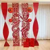 Conjunto de Decoração de Quarto de Casamento para o Quarto e Sala de Estar da Noiva, Incluindo Decorações de Cabeceira com Caracteres de Dupla Felicidade, Decorações de Parede para Ambiente e Conjunto de Guirlandas