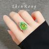 Juego de cena de lujo ligero cadena traje verde hierba de alta calidad anillo de diamante verde manzana forma de gota simple pendientes de botón de tesoro coloridos para mujer