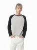 Mtlclothes Roupa Masculina Estilo Coreano Gola Redonda Cor Contrastante Retalhos Raglan Malha Camiseta Básica Confortável Casual Top Tendência