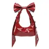 Bolsa de Ombro Feminina Versátil Fashion Estilo Hot Girl Personalidade Tendência Europeia e Americana Couro com Cera Rebites Laço Bolsa de Axila