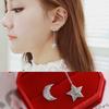 Pendientes de plata de ley S925 con forma de estrella, luna y diamantes asimétricos, joyería coreana de plata de ley que combina con todo.