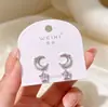 Pendientes de Estrella y Luna de Circonita Estilo Coreano, Diseño de Nicho, Pendientes de Moda de Lujo Ligero, Femeninos y Versátiles, Pendientes de Aguja de Plata S925