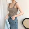 Primavera e Verão Novo Casual Estilo Simples Cor Sólida Vertical Short Bottoming Camisole Top Tricotado para Mulheres