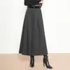 Calças de Lã de Perna Larga para Mulheres, Novas Calças de Cashmere Grossas de Cintura Alta Soltas para Outono e Inverno, Calças Boot Slimming Fashion, Calças Saia Cropped