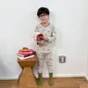 Ropa interior térmica de algodón puro para niños 10A antibacteriana para niños y niñas otoño e invierno dibujos animados ropa de casa bebé lana elástica pijama