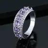 Anillo de Patrón Completo de Diamantes de Nuevo Estilo Transfronterizo, Anillo para Mujer de Circonita Multicolor, Exquisito Anillo de Moda, Venta Directa del Fabricante