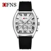 Ofns Nuevo Reloj de Forma de Barril Más Vendido Multifuncional Impermeable Luminoso Romano para Hombre Pequeño de Tres Manecillas con Calendario Reloj de Cuarzo