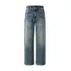 Pantalones Vaqueros Lavados Vintage Estilo Old Money para Hombre Muqiu, Pantalones Elásticos Holgados de Corte Recto para el Trabajo