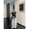 Fabricante Original Estilo Americano Falso Dos Piezas Patchwork Bloques de Color Estampado de Letras Pantalones Deportivos Diseño Unisex Holgados de Pierna Ancha