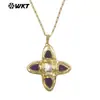 Wt-Jn314 Pingente Estilo Colar de Suéter com Turquesa Natural e Pérola de Água Doce Incrustado com Ouro 18K Banhado 18+ 2 polegadas