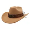Aliexpress Amazon Nuevo Estilo Étnico Sombrero de Jazz Sombrero de Lana Sombrero de Ala Ancha Sombrero de Vaquero Occidental Yzd054