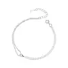 Pulseira de Corrente Assimétrica de Camada Dupla em Prata Esterlina 925 para Mulheres Simples Moda Versátil Personalidade Joias de Prata de Luxo Leve 6576Y