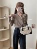 Camiseta Base Suave y Acogedora de Manga Larga y Cuello Semi-Alto para Mujer, Adecuada para Usar en Capas o Sola en Otoño e Invierno, Suéter de Punto Suave de Color Sólido