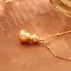 Nuevo Collar Simple Estilo Chino de Calabaza con Circonita para Mujer, Lujo Ligero, Moda de Alta Gama, Cadena para Clavícula Gruesa de Color Dorado Real que Conserva el Color