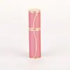 Frasco Refil de Perfume de Couro com Borda Dourada de Luxo Leve 5ml, Frasco Portátil com Borrifador de Pressão, Garrafa Vazia Recarregável para Viagem Atacado