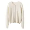 Nuevo Cardigan de Punto 100% Cachemira Otoño/Invierno 2026 Cuello Redondo Manga Larga Botón de Perla Color Sólido Suéter de Cachemira Cepillada