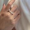 Anillo de nicho con textura para mujer, pequeño, moderno, combinable, con forma de círculo fino y geométrico, chapado en plata S925, anillo abierto con diseño de comida.