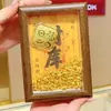 Popular Caja del Tesoro Dorada Marco de Fotos Adorno Feng Shui para Atraer Riqueza, Pequeño Lingote Cuenco del Tesoro, Soporte de Exhibición de Fortuna con Monedas de Oro, Regalo Coleccionable