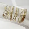 Moda Retro Transfronteriza Europea y Americana Pulseras en Capas Exageradas Geométricas Simples Patrón de Olas Flor Abierta Lisas