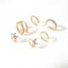 Pendientes de Clip para Oreja sin Perforación de Doble Capa con Forma de U, Incrustados con Diamantes, de Línea Simple, Superventas Transfronterizos Europeos y Americanos, Juego de 5 Piezas