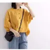 Camisa de Algodón y Lino de Moda Nueva 2024 del Sudeste Asiático Transfronteriza para Mujer, Sencilla, Artística, de Verano, Estilo Coreano, Holgada para Mujer