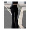 Calça jeans preta microflare feminina, estilo coreano, nova aparência slim, alta, elástica, cintura alta, calça ferradura